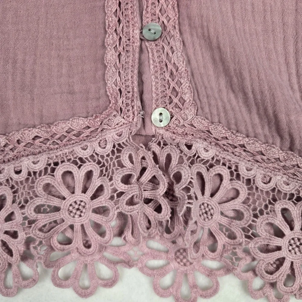 NWT Zara Womens Pink Lace Cropped Blouse Size‎ 10 Long Sleeve Cropped